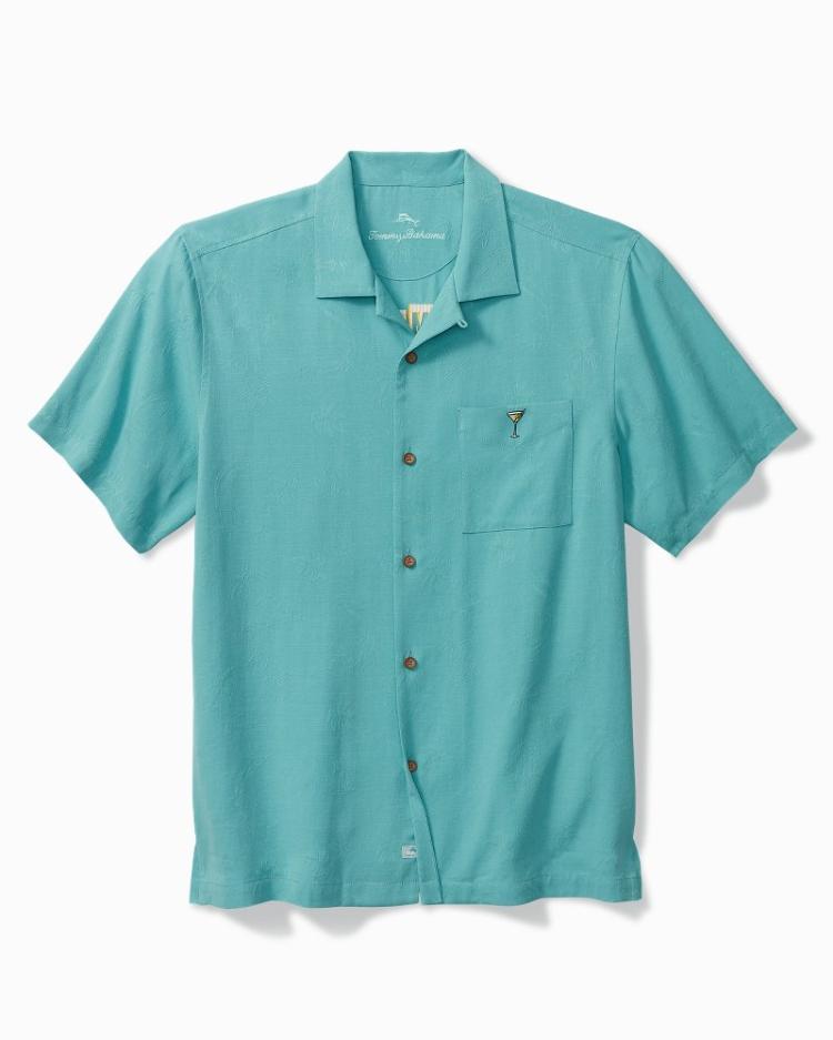 Men Shirts | Tommy Bahama Retro Lounge Silk Camp Shirt Como Blue