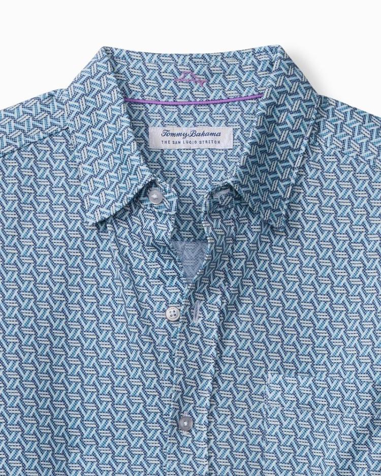 Men Shirts | Tommy Bahama San Lucio Plaza Geo Knit Stretch Shirt Island Navy