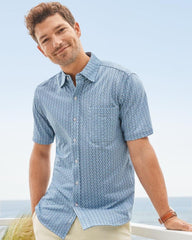 Men Shirts | Tommy Bahama San Lucio Plaza Geo Knit Stretch Shirt Island Navy