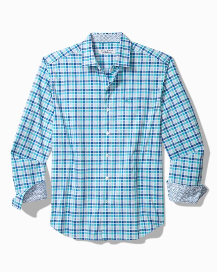 Men Shirts | Tommy Bahama Sarasota Stretch St. Kitts Check IslandZone® Shirt Cobalt Craze