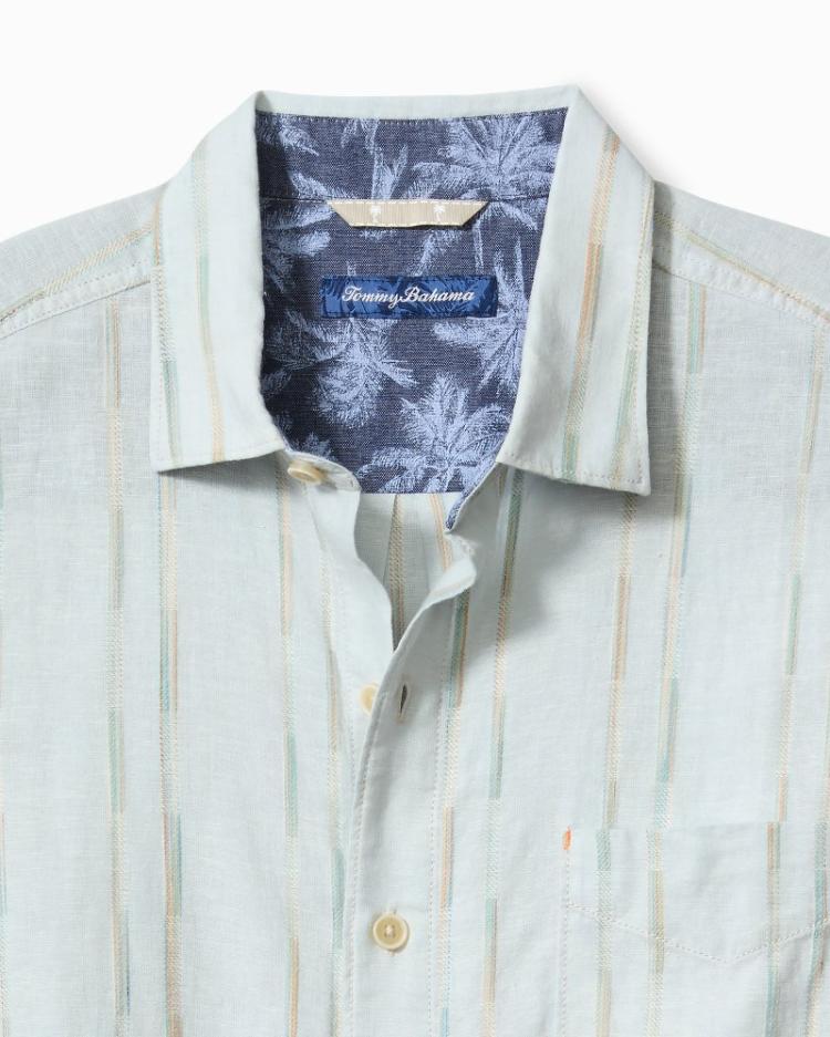 Men Shirts | Tommy Bahama Sonora Stripe Linen-Blend Short-Sleeve Shirt Dew Drop