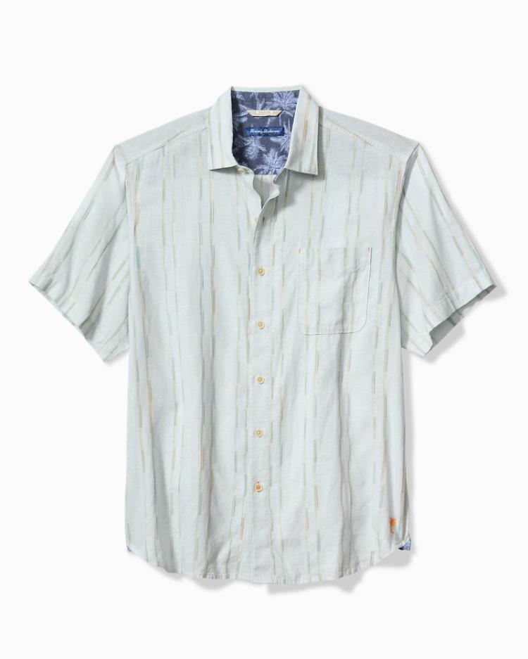 Men Shirts | Tommy Bahama Sonora Stripe Linen-Blend Short-Sleeve Shirt Dew Drop