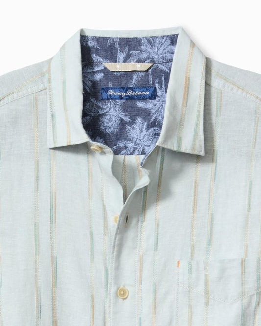 Men Shirts | Tommy Bahama Sonora Stripe Linen-Blend Short-Sleeve Shirt Dew Drop