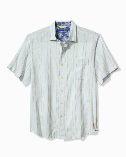 Men Shirts | Tommy Bahama Sonora Stripe Linen-Blend Short-Sleeve Shirt Dew Drop
