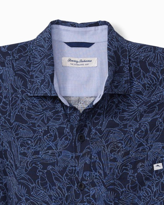 Men Shirts | Tommy Bahama Veracruz Cay Paradise Pajaro Short-Sleeve Shirt Deep Tahoe