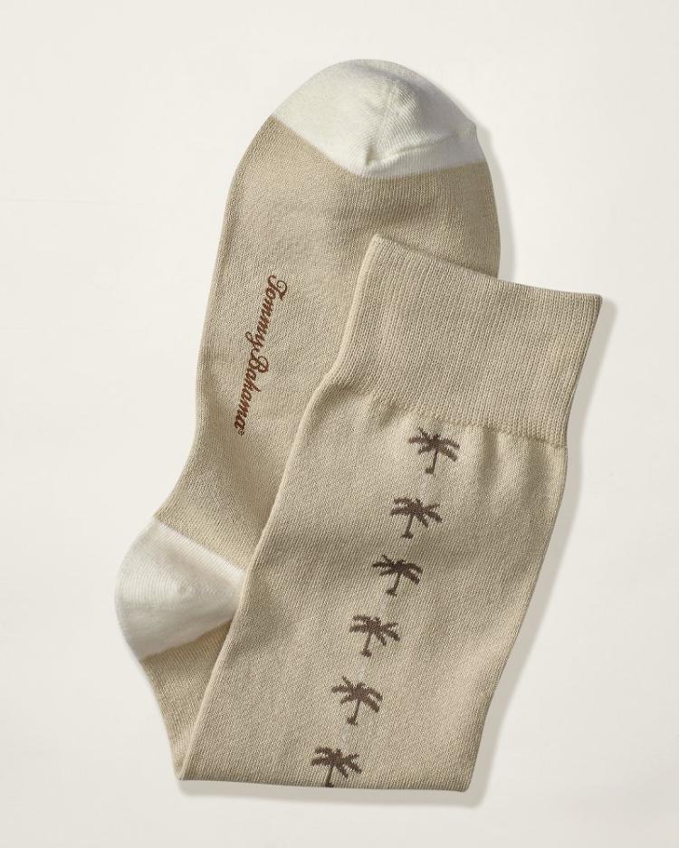 Men Socks | Tommy Bahama Palm Clocking Socks Stone