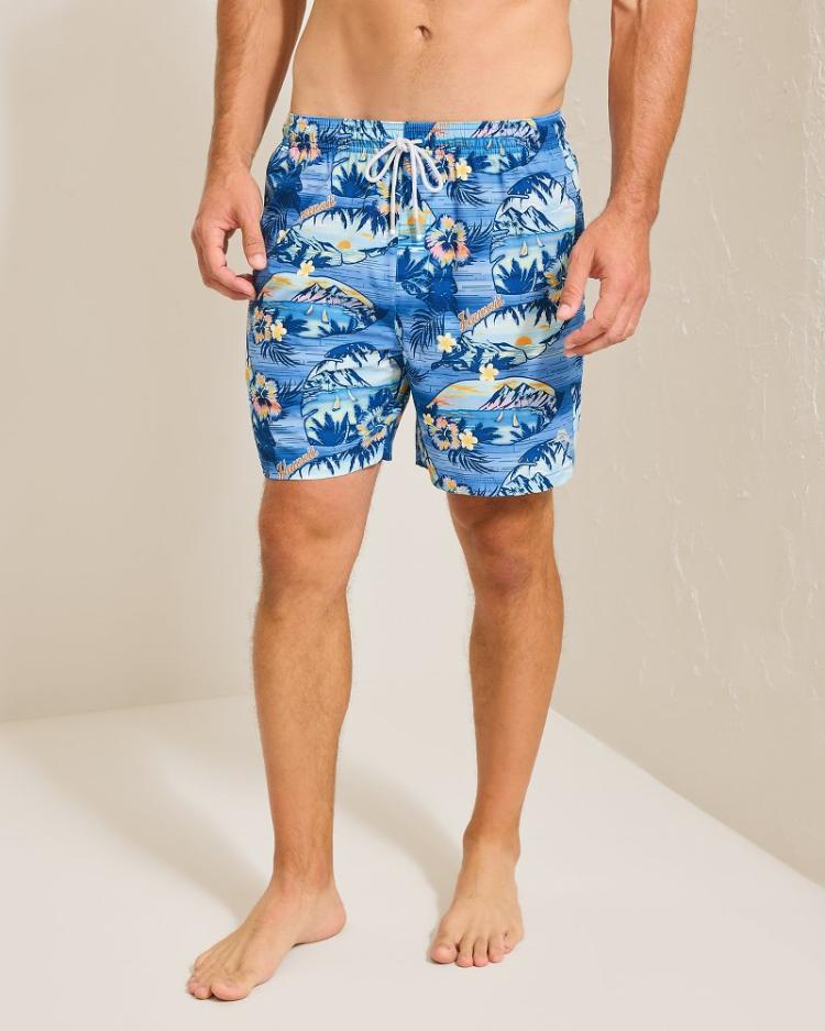 Men Swim &amp; Boardshorts | Tommy Bahama Naples Ocean Echoes 6-Inch Swim Trunks Pool Tile