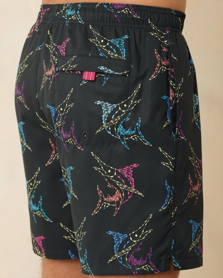 Men Swim &amp; Boardshorts | Tommy Bahama Naples Spotted At Sea 6-Inch Swim Trunks Black