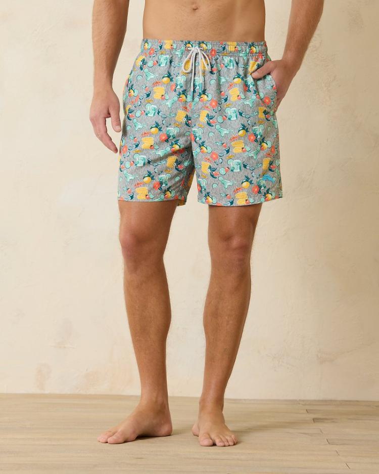 Men Swim &amp; Boardshorts | Tommy Bahama Naples Tales Of A Cocktail 6-Inch Swim Trunks Concrete Grey