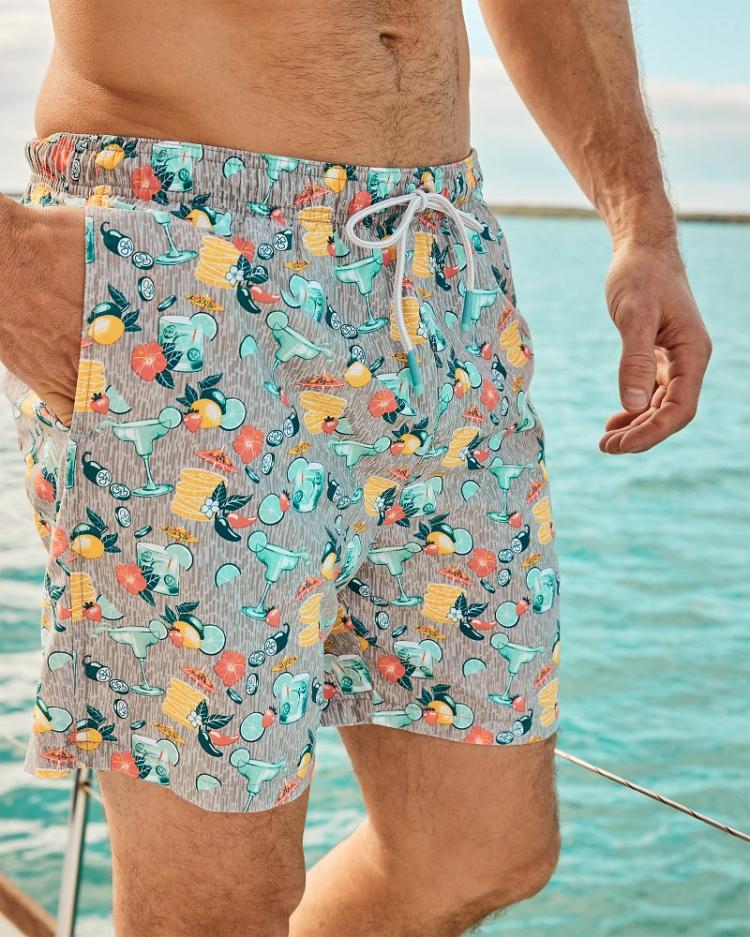 Men Swim &amp; Boardshorts | Tommy Bahama Naples Tales Of A Cocktail 6-Inch Swim Trunks Concrete Grey