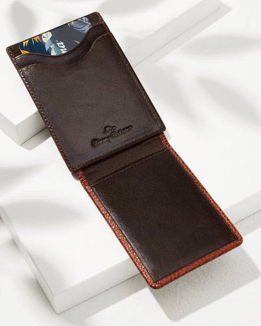 Men Wallets &amp; Tech Accessories | Tommy Bahama Scotchgrain Leather Magnetic Front Pocket Wallet Cognac
