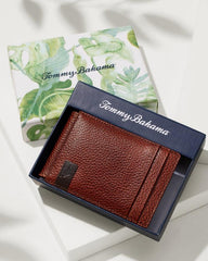 Men Wallets &amp; Tech Accessories | Tommy Bahama Scotchgrain Leather Magnetic Front Pocket Wallet Cognac