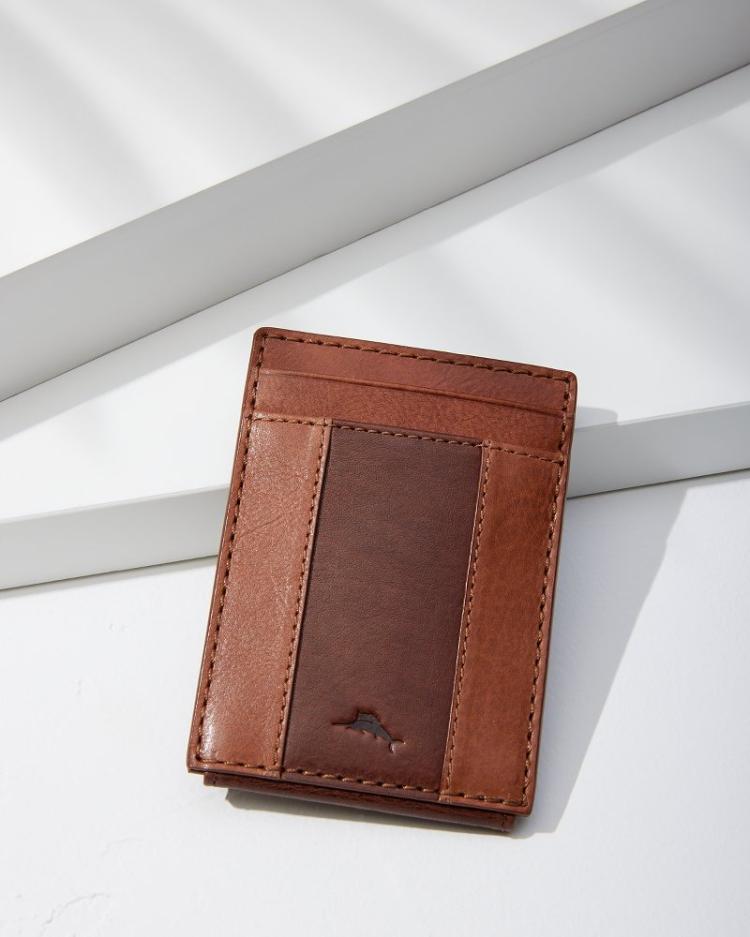 Men Wallets &amp; Tech Accessories | Tommy Bahama Two-Tone Magnetic Card Holder Cognac