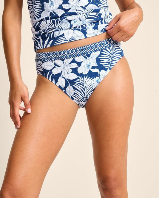 Women Bikini Bottoms | Tommy Bahama Island Cays Blooms High-Waist Bikini Bottoms Indigo Tide
