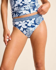 Women Bikini Bottoms | Tommy Bahama Island Cays Blooms High-Waist Bikini Bottoms Indigo Tide