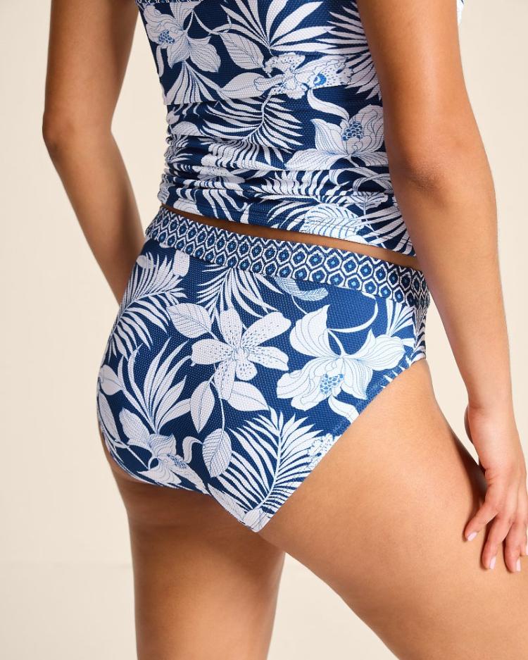 Women Bikini Bottoms | Tommy Bahama Island Cays Blooms High-Waist Bikini Bottoms Indigo Tide