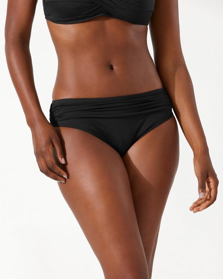 Women Bikini Bottoms | Tommy Bahama Pearl High-Waist Hipster Bikini Bottoms Black