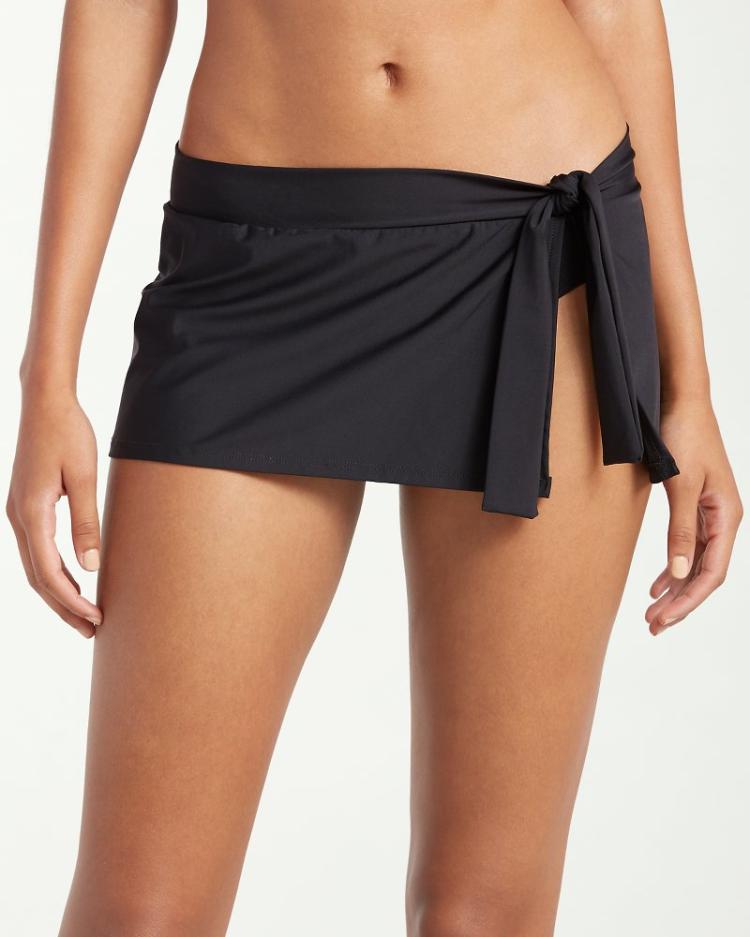 Women Bikini Bottoms | Tommy Bahama Pearl Skirted Side-Tie Skirted Bikini Bottoms Black