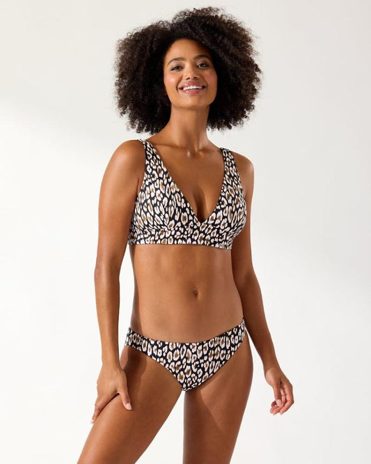 Women Bikini Tops | Tommy Bahama Palm Modern® Safari Cat V-Neck Bikini Top Black