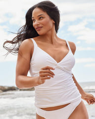 Women Bikini Tops | Tommy Bahama Pearl Underwire Twist-Front Tankini Top White