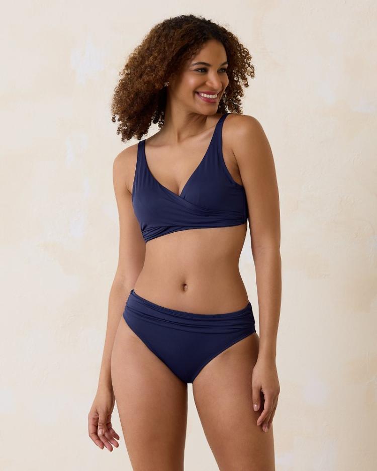 Women Bikini Tops | Tommy Bahama Pearl Underwire Wrap-Front Bikini Top Mare Navy
