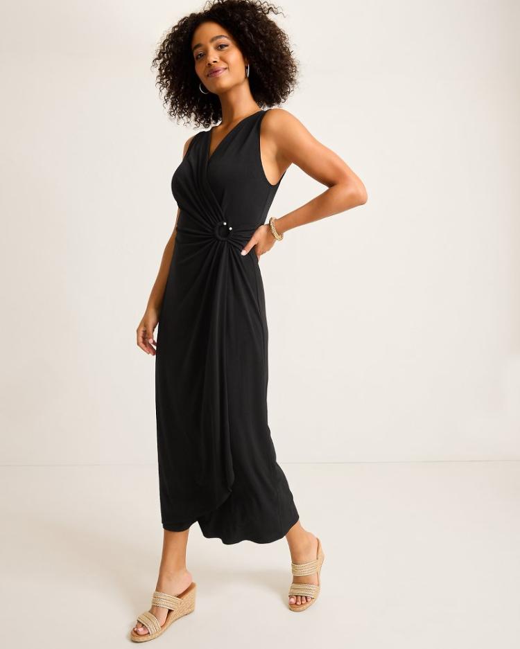 Women Dresses | Tommy Bahama Clara Glimmer Maxi Wrap Dress Black