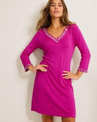 Women Dresses | Tommy Bahama Darcy Embellished V-Neck Dress Spring Fuchsia