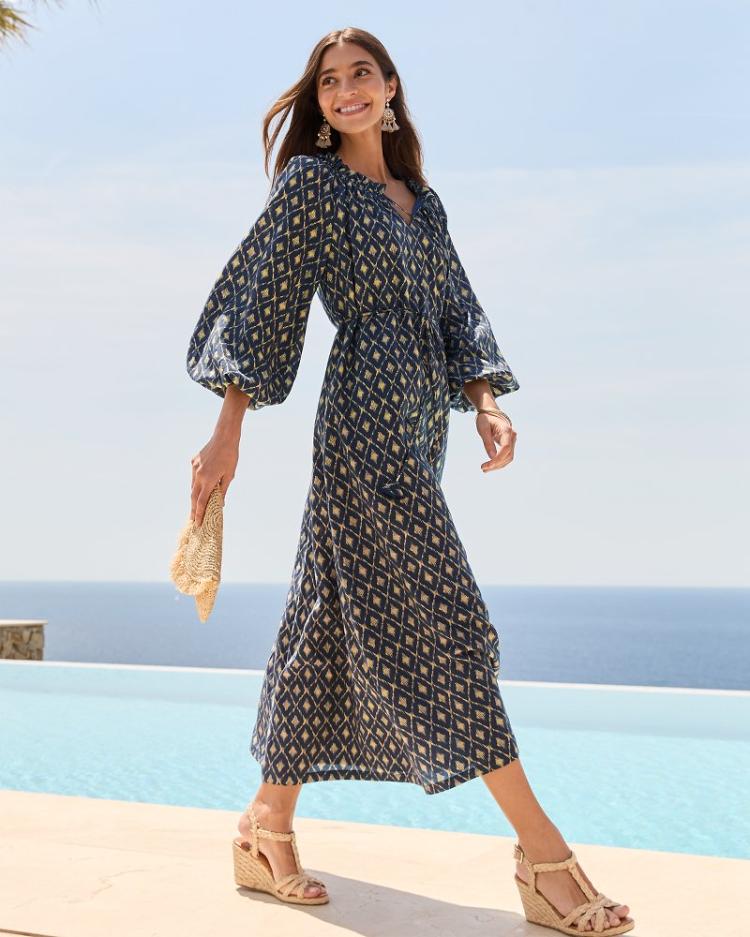 Women Dresses | Tommy Bahama Diamond Cay Long-Sleeve Maxi Dress Coastline