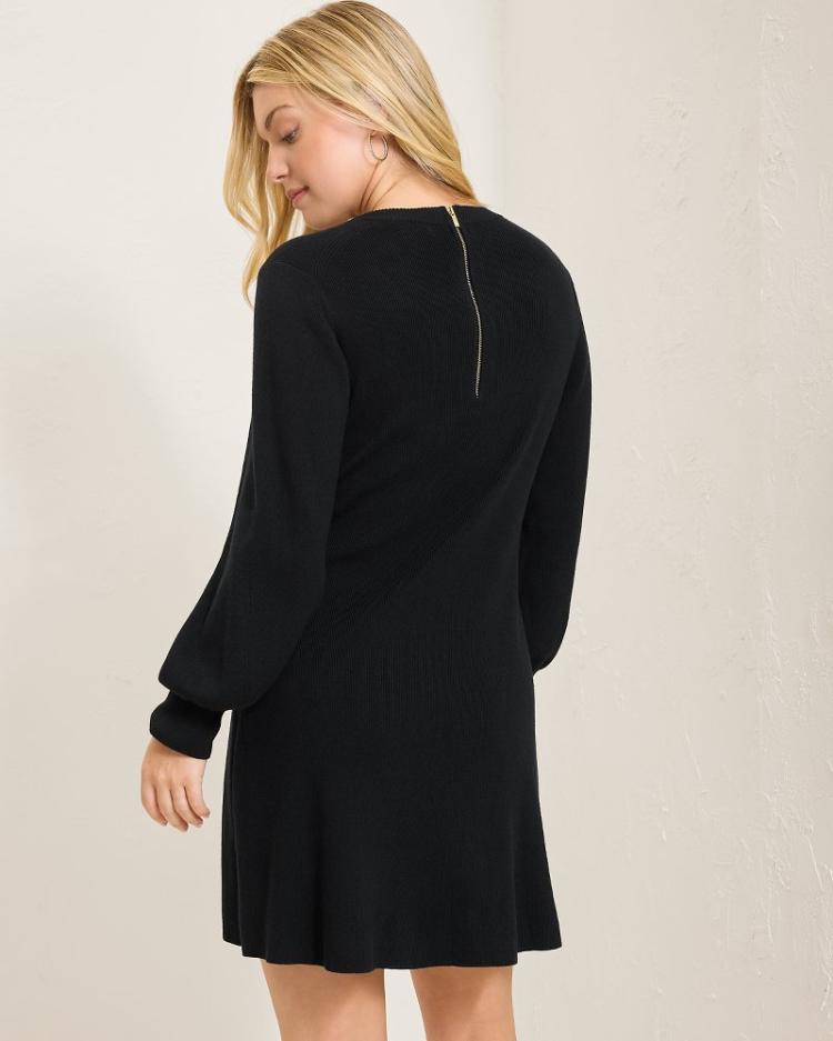 Women Dresses | Tommy Bahama Flared Pickford Balloon-Sleeve Dress Black