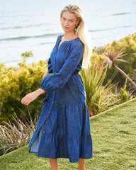 Women Dresses | Tommy Bahama Indigo Cove Embroidered Midi Dress Dark Sky Wash