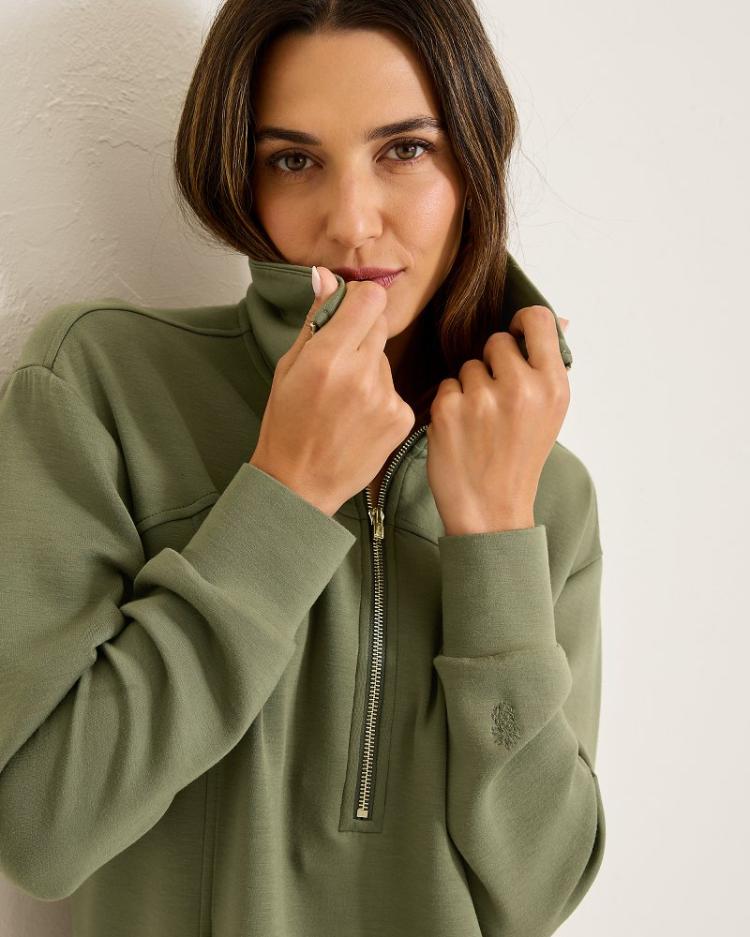 Women Dresses | Tommy Bahama Palm Voyage Long-Sleeve Short Dress Beetle Green