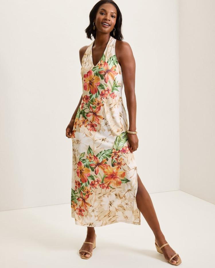 Women Dresses | Tommy Bahama Sandy Solar Bloom Maxi Dress Travertine