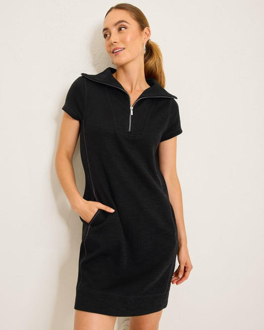 Women Dresses | Tommy Bahama Tobago Bay Half-Zip Collared Dress Black