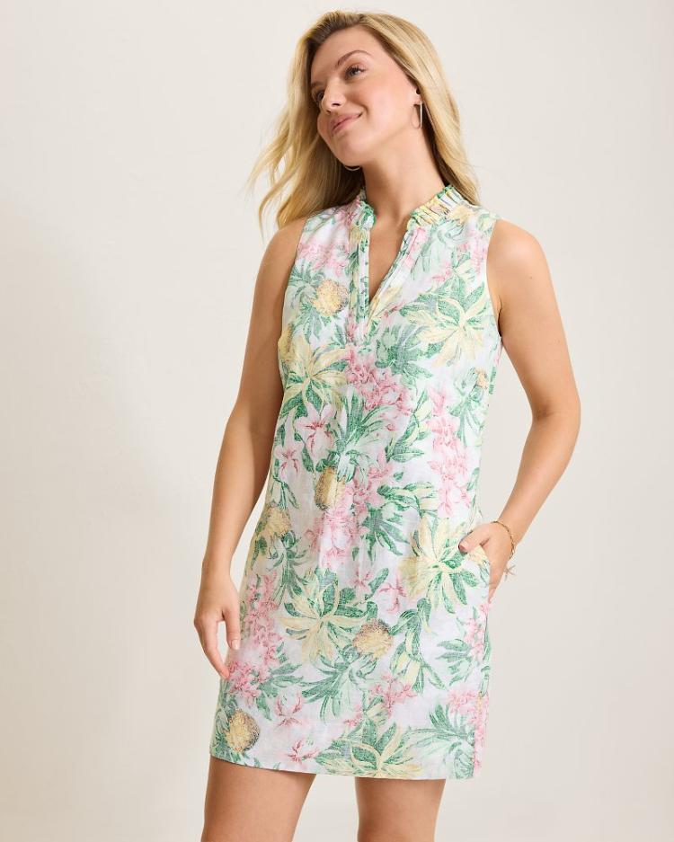 Women Dresses | Tommy Bahama Two Palms Orchid Oasis Linen Shift Dress Summer Grey