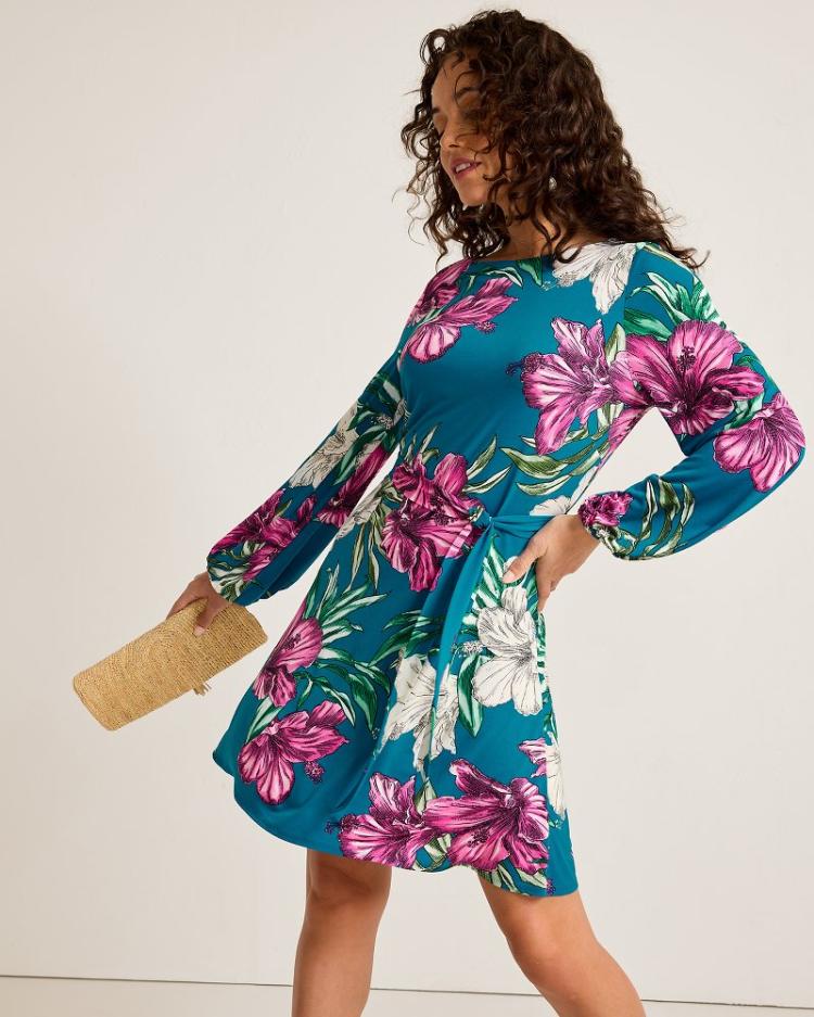 Women Dresses | Tommy Bahama Villa Garden Long-Sleeve Short Dress Academy