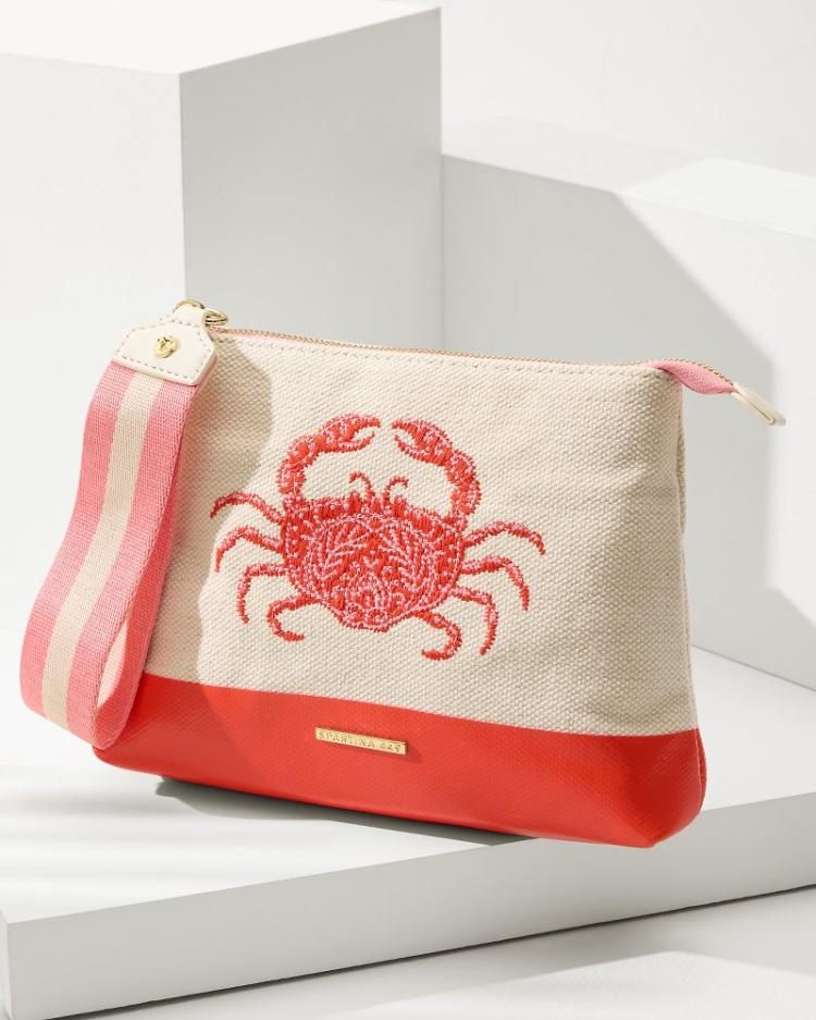 Women Handbags &amp; Clutches | Tommy Bahama Embroidered Red Crab Carina Wristlet Red Crab
