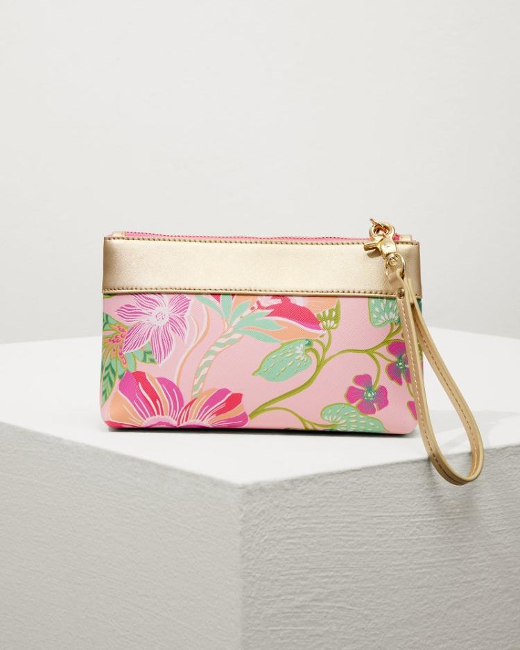 Women Handbags &amp; Clutches | Tommy Bahama Flamingo Pineapple Tassel Wristlet Pink Multi