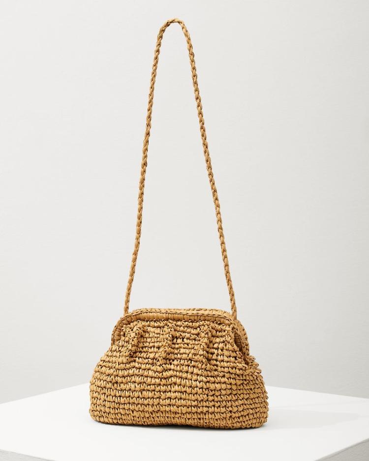 Women Handbags &amp; Clutches | Tommy Bahama Frame Raffia Clutch Toast