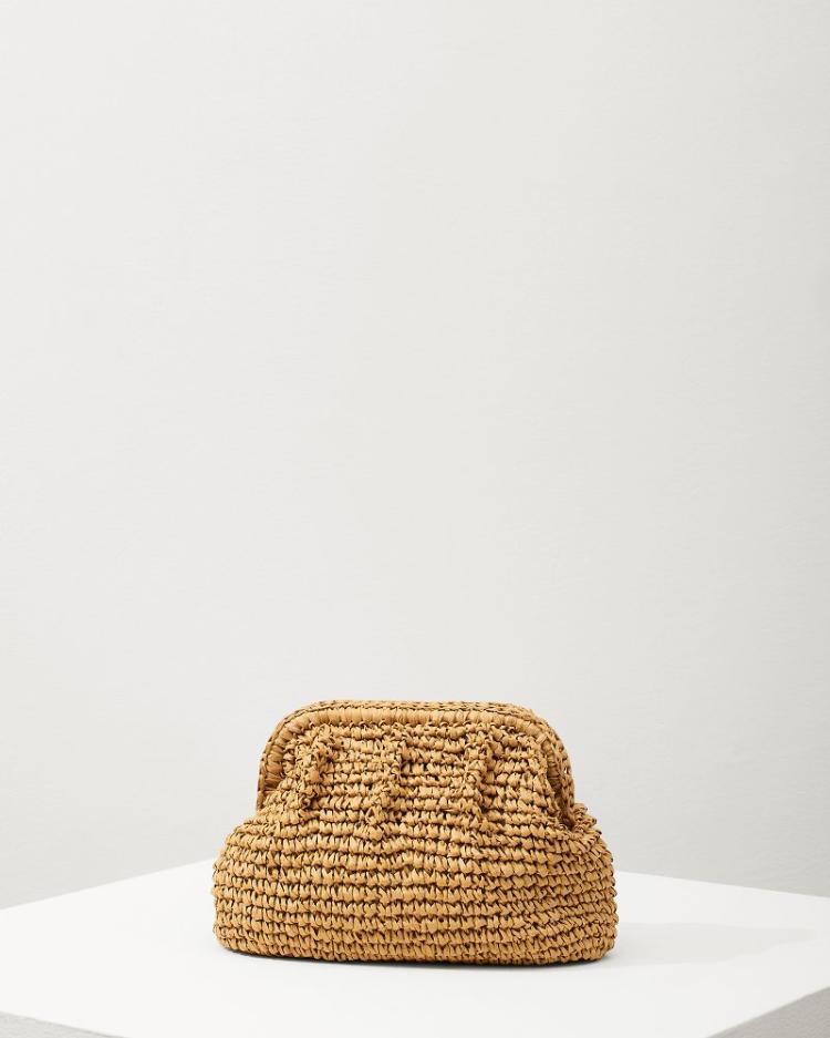 Women Handbags &amp; Clutches | Tommy Bahama Frame Raffia Clutch Toast