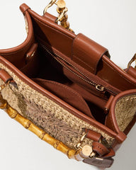 Women Handbags &amp; Clutches | Tommy Bahama Raffia &amp; Leather Bamboo Mini Tote Tan