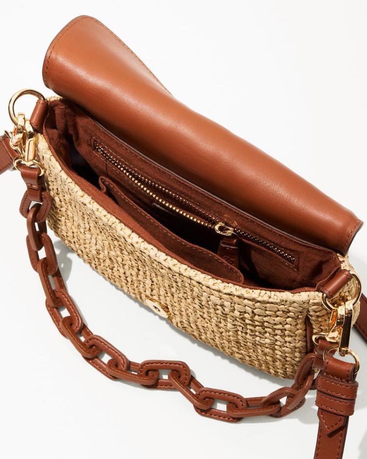 Women Handbags &amp; Clutches | Tommy Bahama Raffia &amp; Leather Chain Crossbody Multicolor