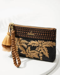 Women Handbags &amp; Clutches | Tommy Bahama Raffia Palms Maci Wristlet Black Multi