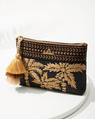 Women Handbags &amp; Clutches | Tommy Bahama Raffia Palms Maci Wristlet Black Multi
