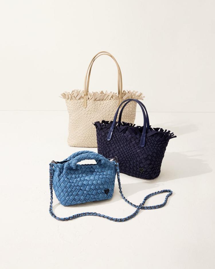 Women Handbags &amp; Clutches | Tommy Bahama Taunton Fringe Top Small Tote &amp; Wristlet Navy