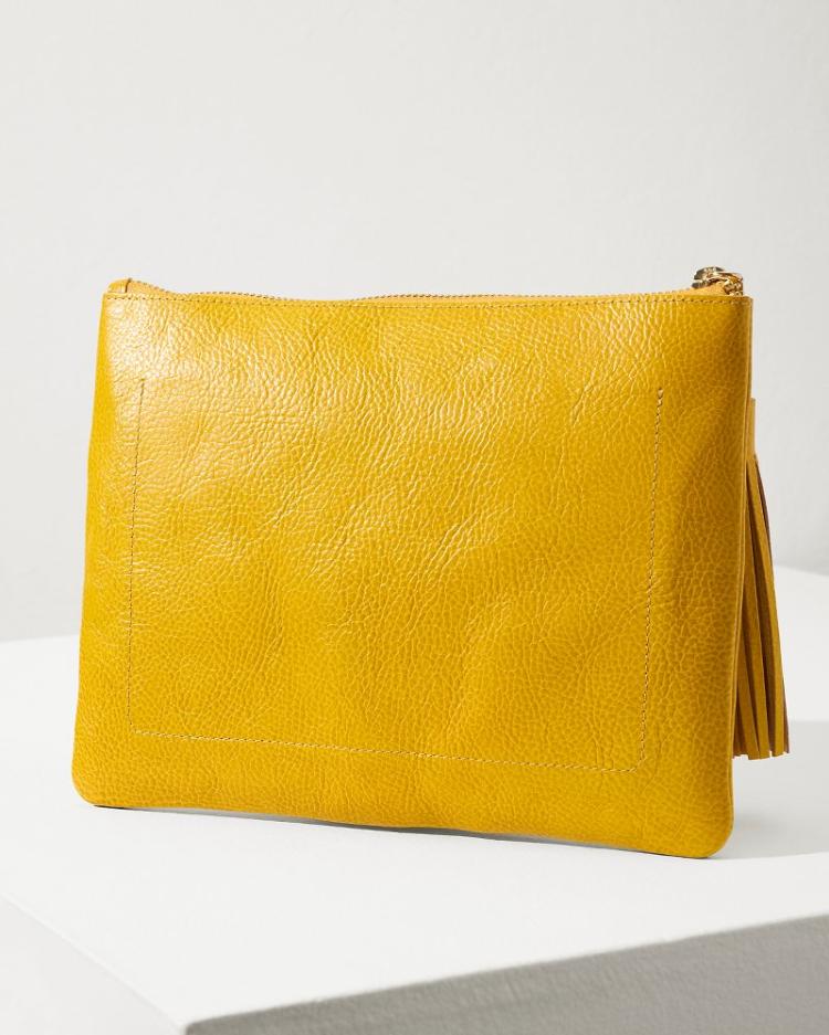 Women Handbags &amp; Clutches | Tommy Bahama Tommy Bahama Perforated Leather Pouch Yellow