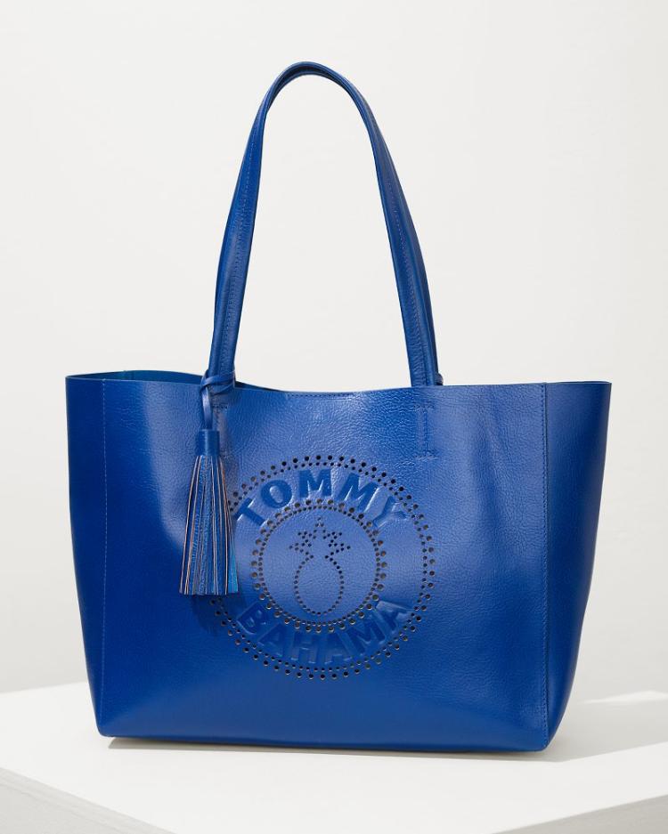 Women Handbags &amp; Clutches | Tommy Bahama Tommy Bahama Perforated Leather Tote Blue