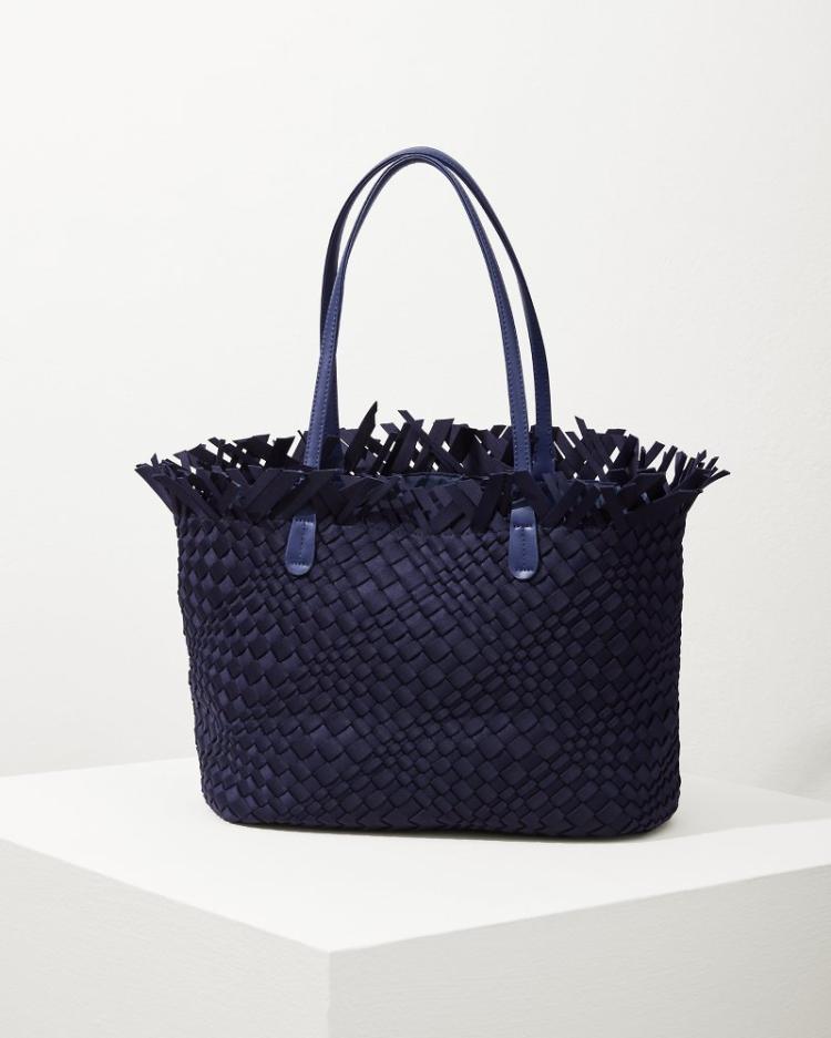 Women Handbags &amp; Clutches | Tommy Bahama Vulcan Fringe Top Large Tote &amp; Wristlet Navy