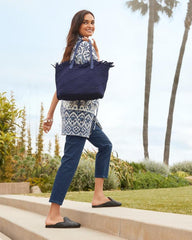 Women Handbags &amp; Clutches | Tommy Bahama Vulcan Fringe Top Large Tote &amp; Wristlet Navy
