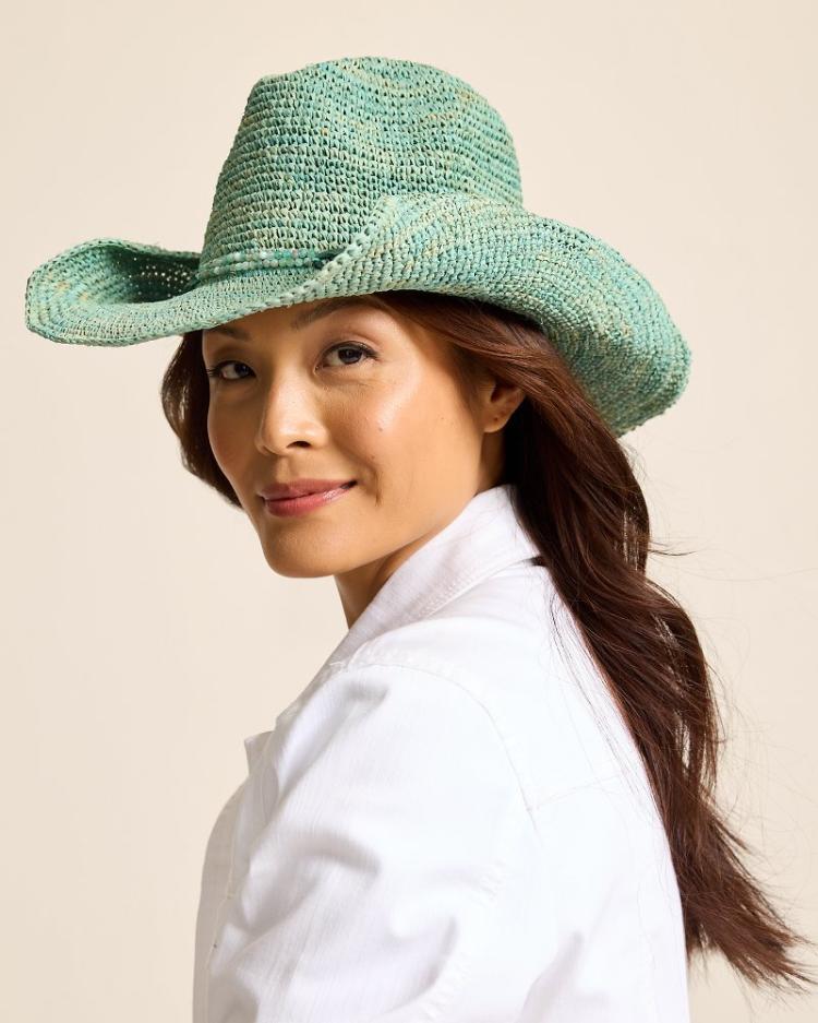 Women Hats &amp; Caps | Tommy Bahama Lai Raffia Cowboy Hat Sea Green