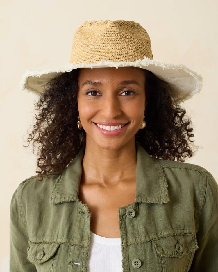 Women Hats &amp; Caps | Tommy Bahama Melissa Lux Fringe Raffia Hat Natural/white/silver
